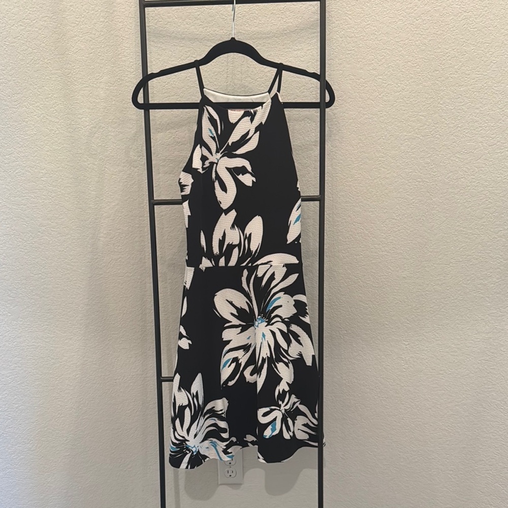 Floral Black and White Halter sundress